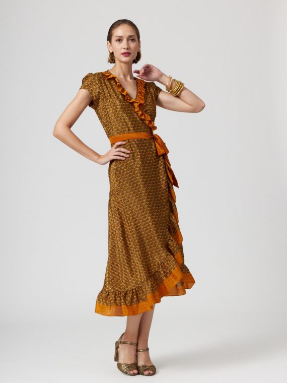 Simone Irani – Romana, Sari Midi Wrap Dress_ Sandstone(1)
