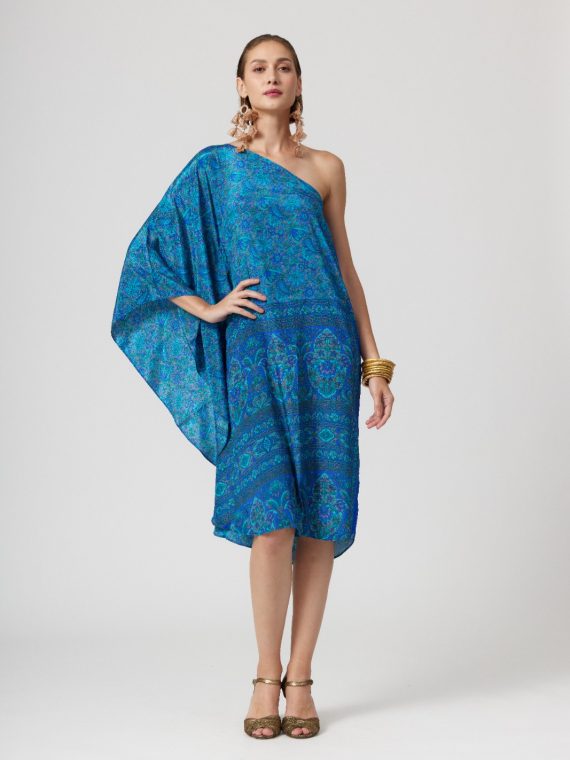 Simone Irani – Neo, One Shoulder Kaftan Dress -Celestial Blue