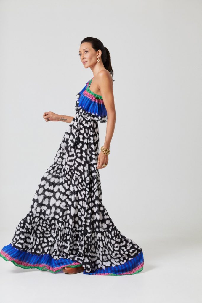 Regina, One Shoulder Peplum Dress Tribal Mix Simone Irani