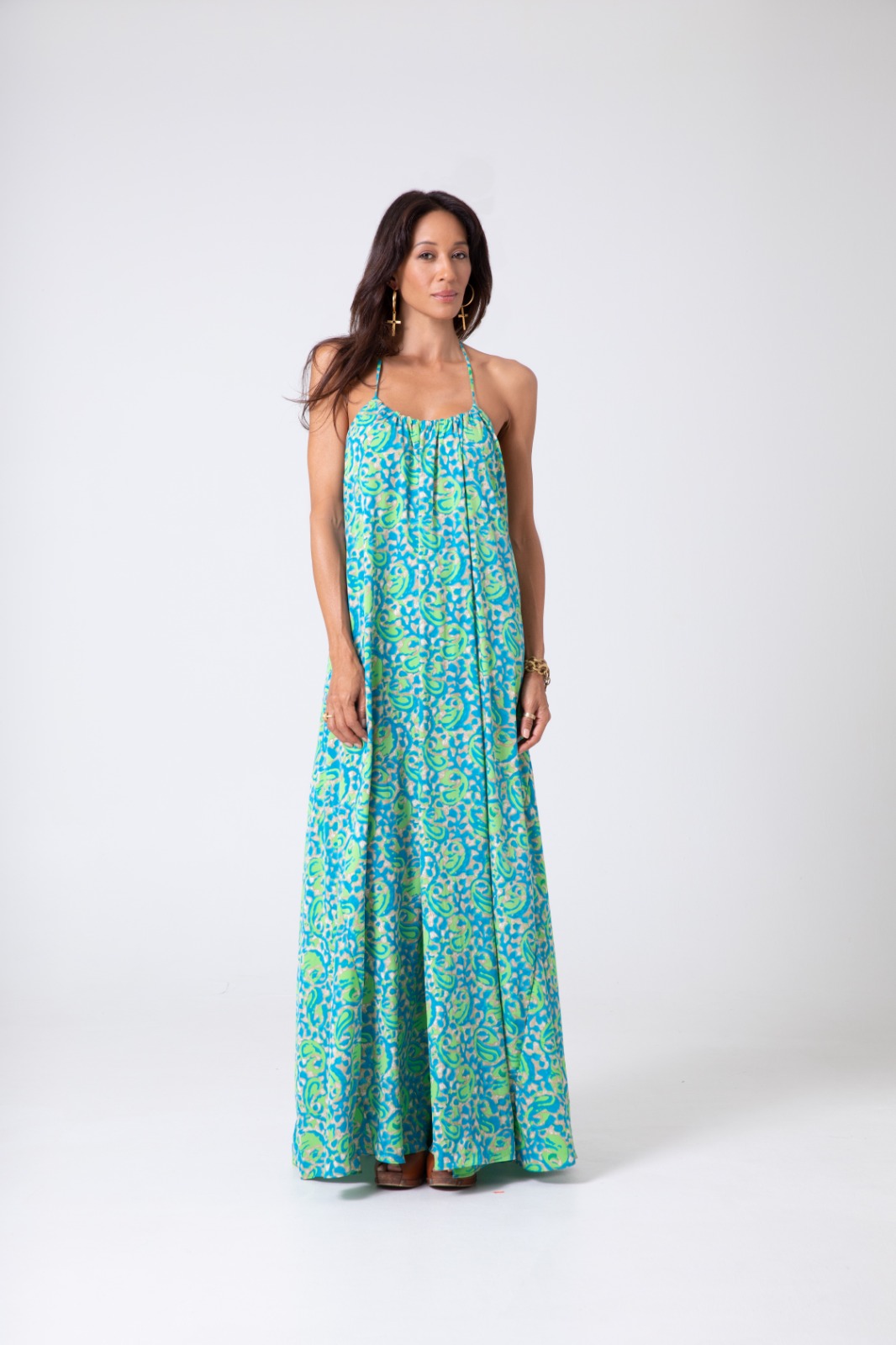 Simone Irani – NIKITA, SARI HALTER NECK MAXI DRESS_ AQUA MARINE(2)